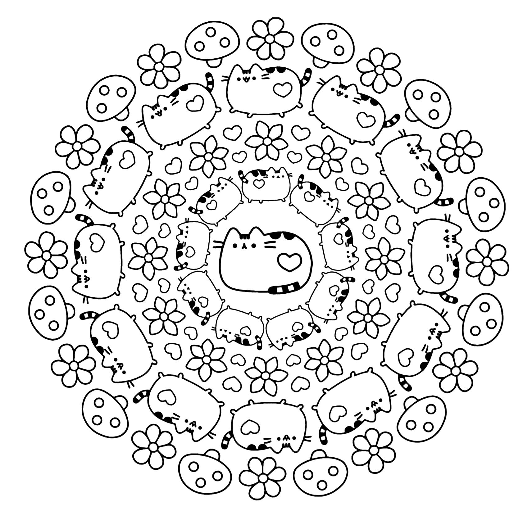1713x1675 Mandala Pusheen Cat Kawaii