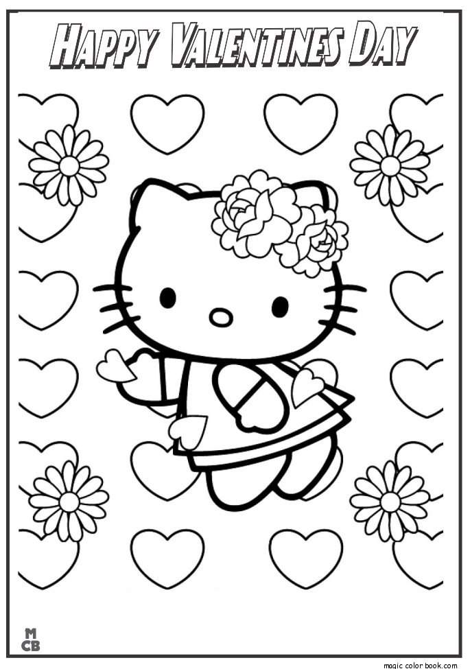 685x975 Valentines Day Hello Kitty Coloring Pages Inside Valentine