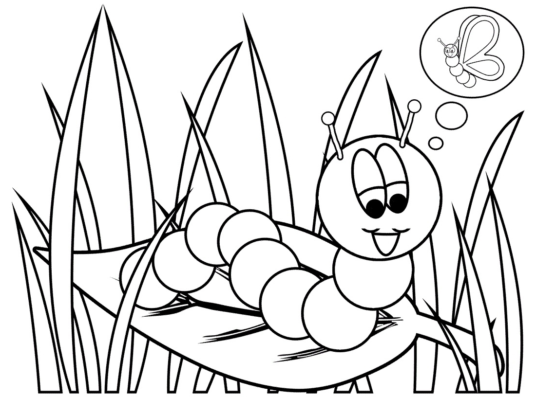 1100x816 Caterpillar Dreaming Coloring Pages For Kids