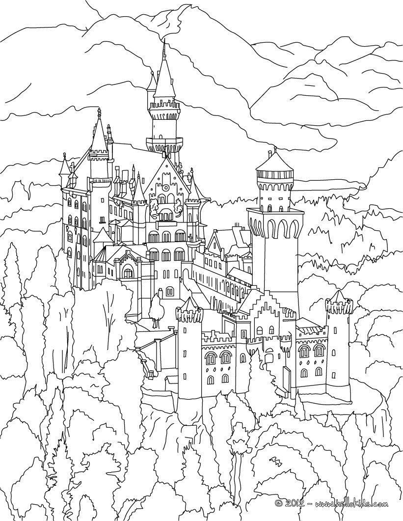821x1061 Neuschwanstein Castle Coloring Pages