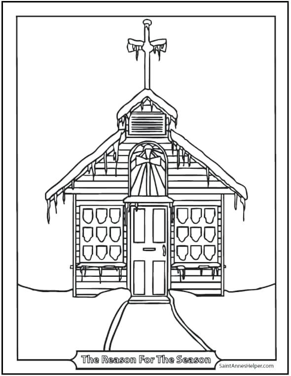 590x762 Church Coloring Pages Church Coloring Page Snow Icicles Frosty