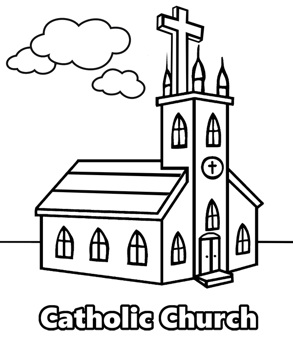 600x740 Coloring Page With Catholic Church