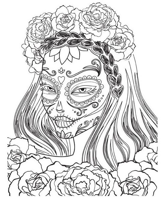 547x672 Day Of The Dead Drawing Tattoo Makeup Coloring Pages
