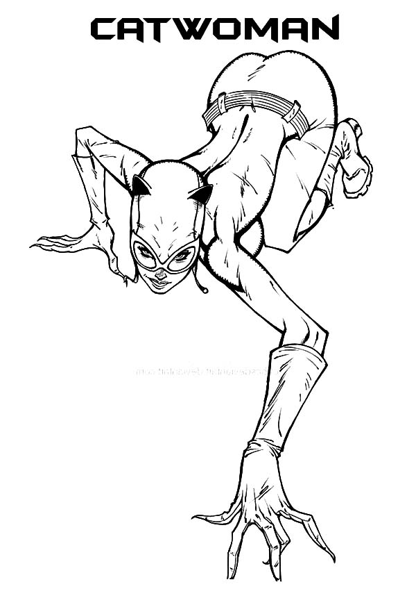 600x848 Catwoman Crawiling Slowly Coloring Pages Best Place To Color