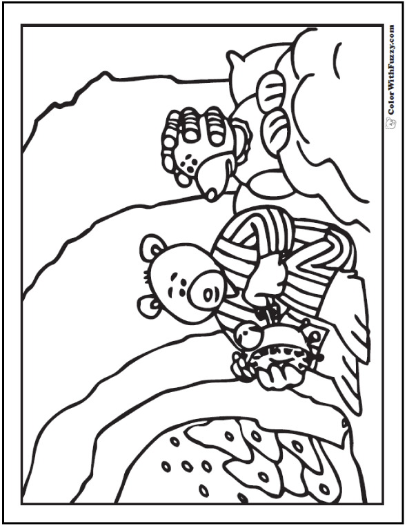 590x762 Hibernating Bears Coloring Page Cave, Alarm Clock And Pjs