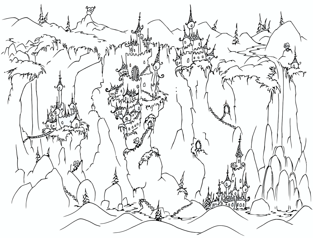 1000x762 Castle On Cliffs Coloring Page Coloring Book