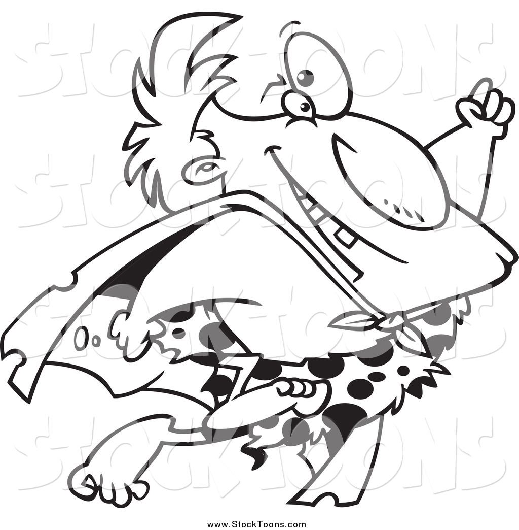 1024x1044 Stock Cartoon Of A Black And White Happy Flying Super Caveman