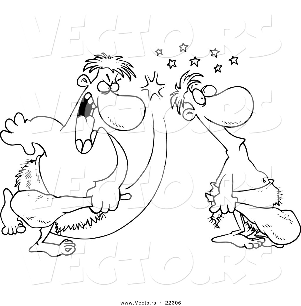 1024x1044 Vector Of A Cartoon Caveman Hitting Another With A Club