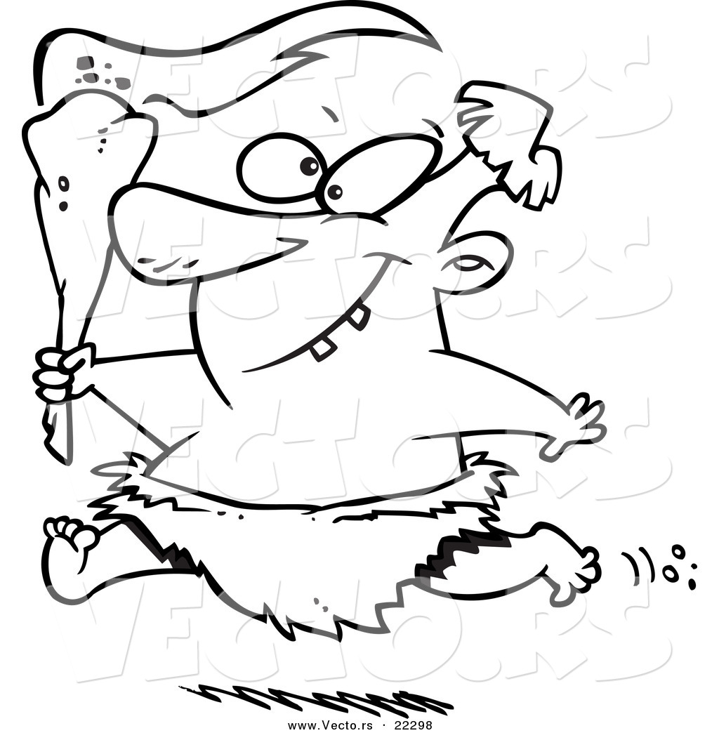 1024x1044 Vector Of A Cartoon Caveman Running With A Torch