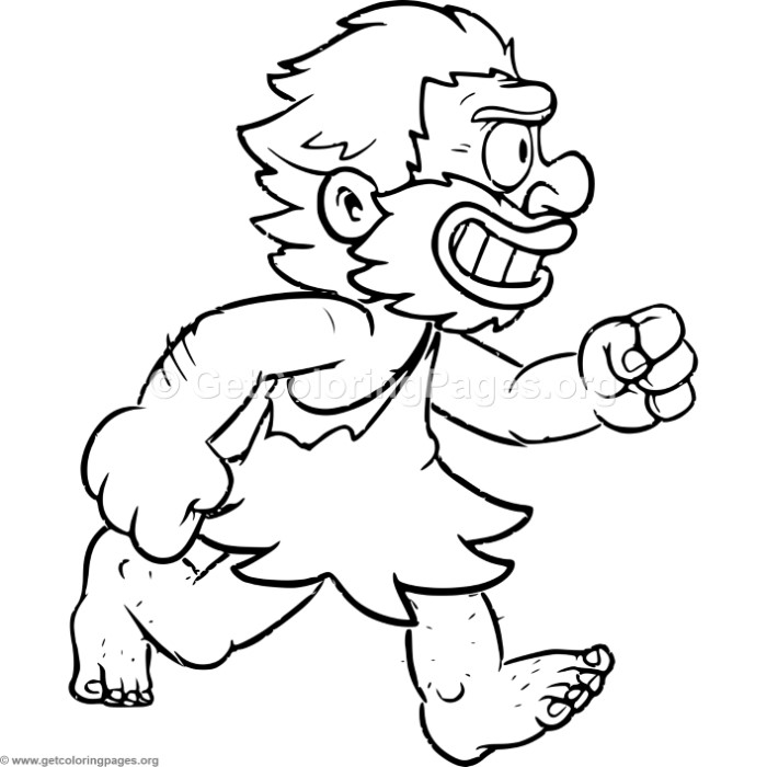 700x700 Cartoon Walking Caveman Coloring Pages