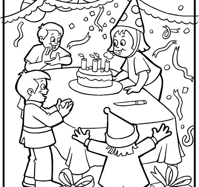 637x600 Birthday Party Coloring Pages Birthday Party Colouring Pages