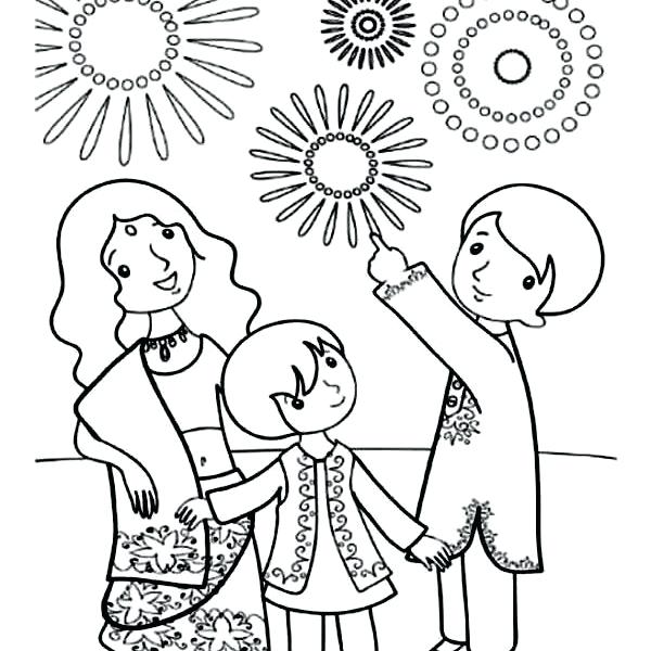 600x600 Diwali Coloring Page Coloring Pages Images A Family Celebrate