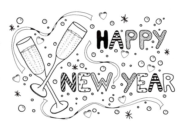 600x423 New Year Celebration Adult Coloring Page Thriftyfun