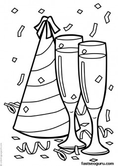 239x338 Printable Happy New Year Celebration Coloring Page