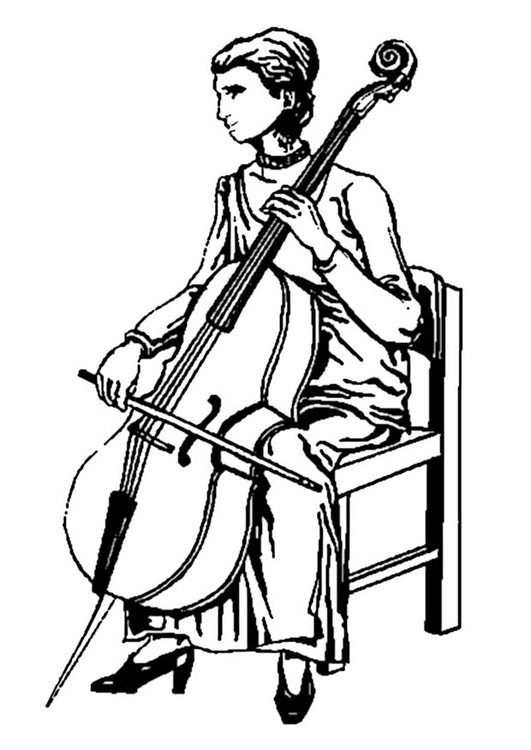 531x750 Coloring Page Cello