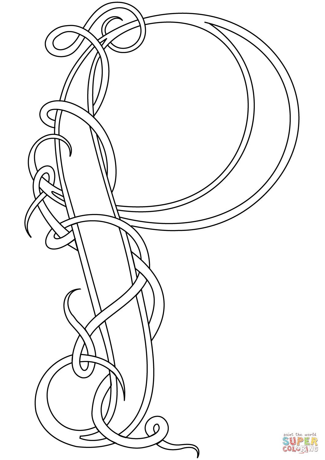 1060x1500 Startling Celtic Alphabet Coloring Pages Style Letter P Page Free