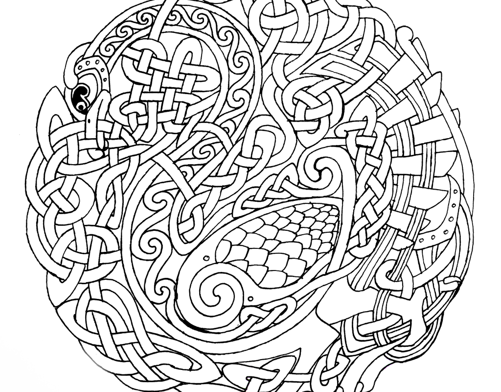 1024x800 Shamrock Celtic Black White Line Flower Art Cooring Page Free