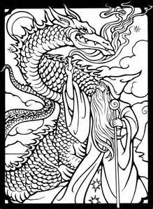 219x300 Wizard And Dragon Coloring Pages For Adults