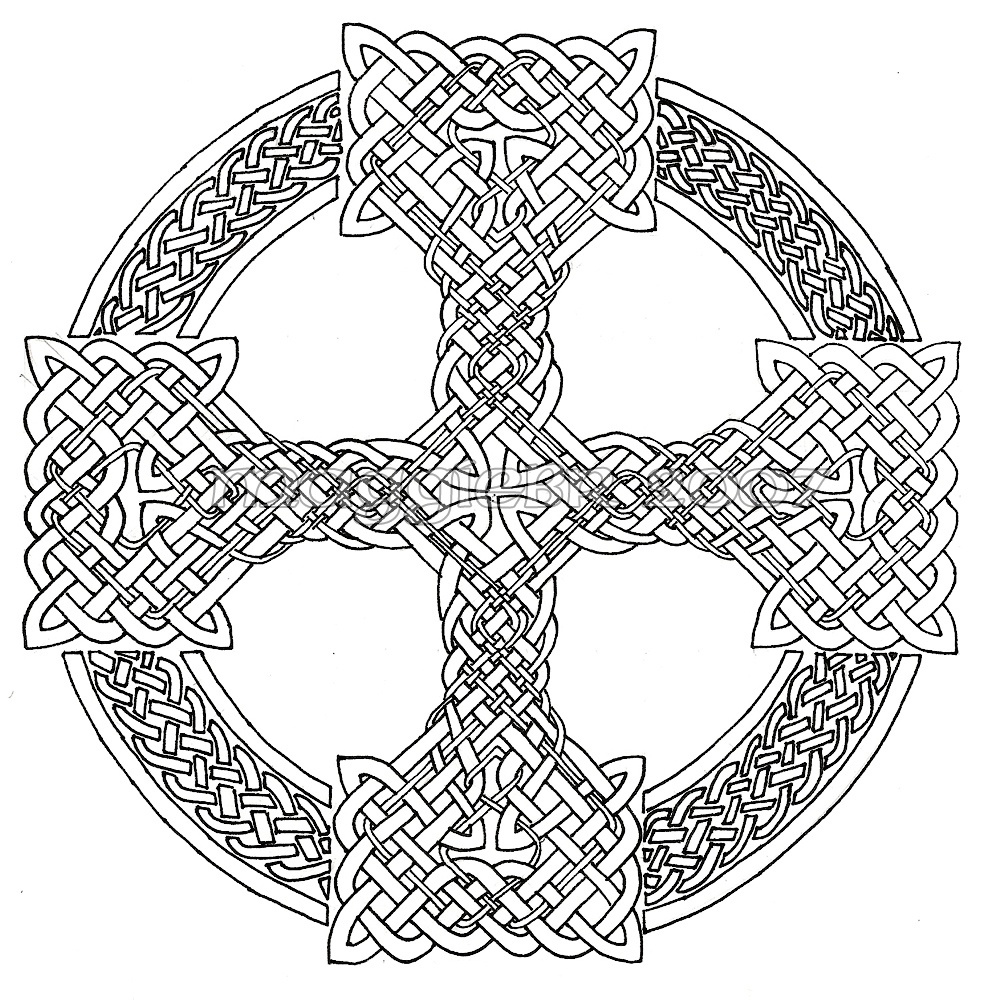 1000x1000 Awesome Celtic Mandala Coloring Pages Cross Design