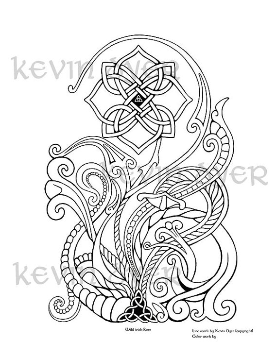 570x737 Celtic Fantasy Adult Coloring Pages Digital Download Tree