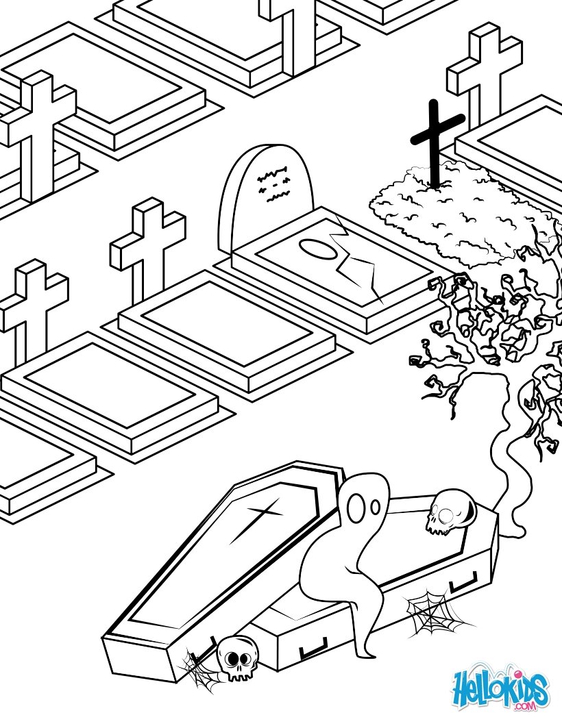 820x1060 Cemetery Spooks Coloring Pages
