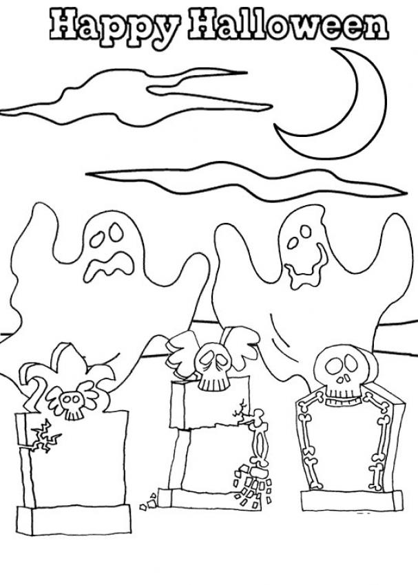 607x850 Phantoms And Graveyard Coloring Pages