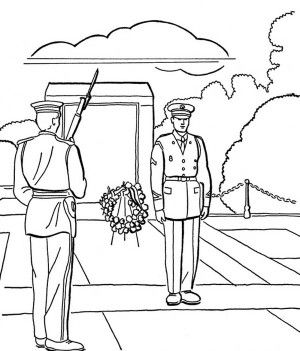 300x351 The Stars And Stripes On Cemetary Veterans Day Coloring Page