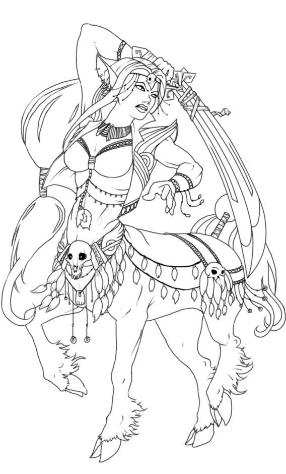 568x940 Female Centaur Warrior Printable Adult Coloring Pages Fantasy