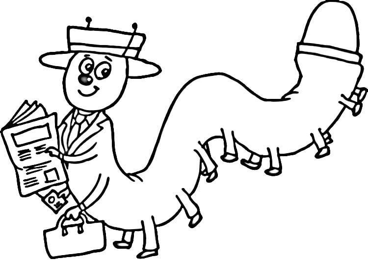 750x531 Centipede Reads Book Free Coloring Page