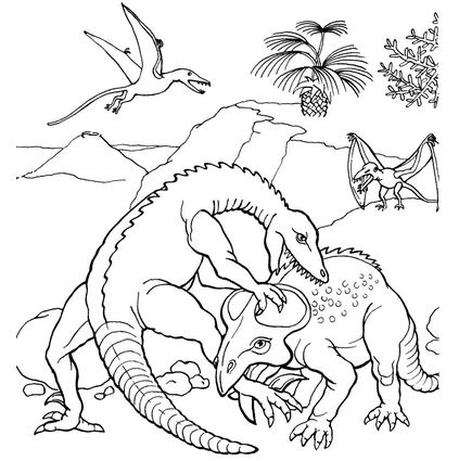 423x425 Ceratosaurus And Pteranodon Coloring Page