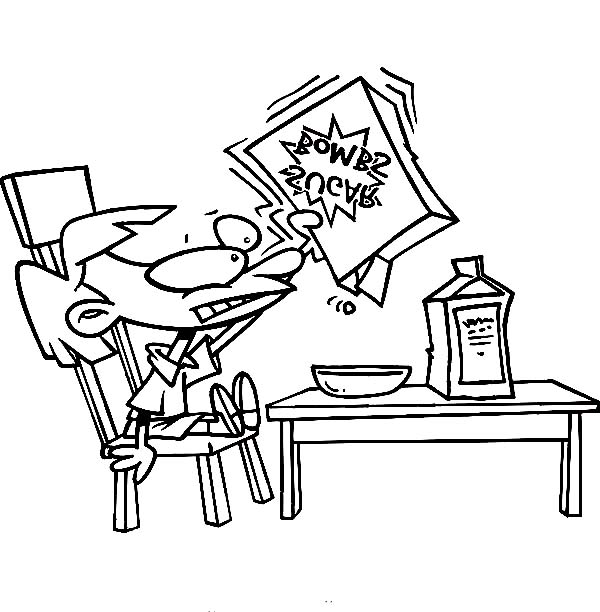 600x612 Kid Eating Cereal For Breakfast Coloring Page Coloring Sun