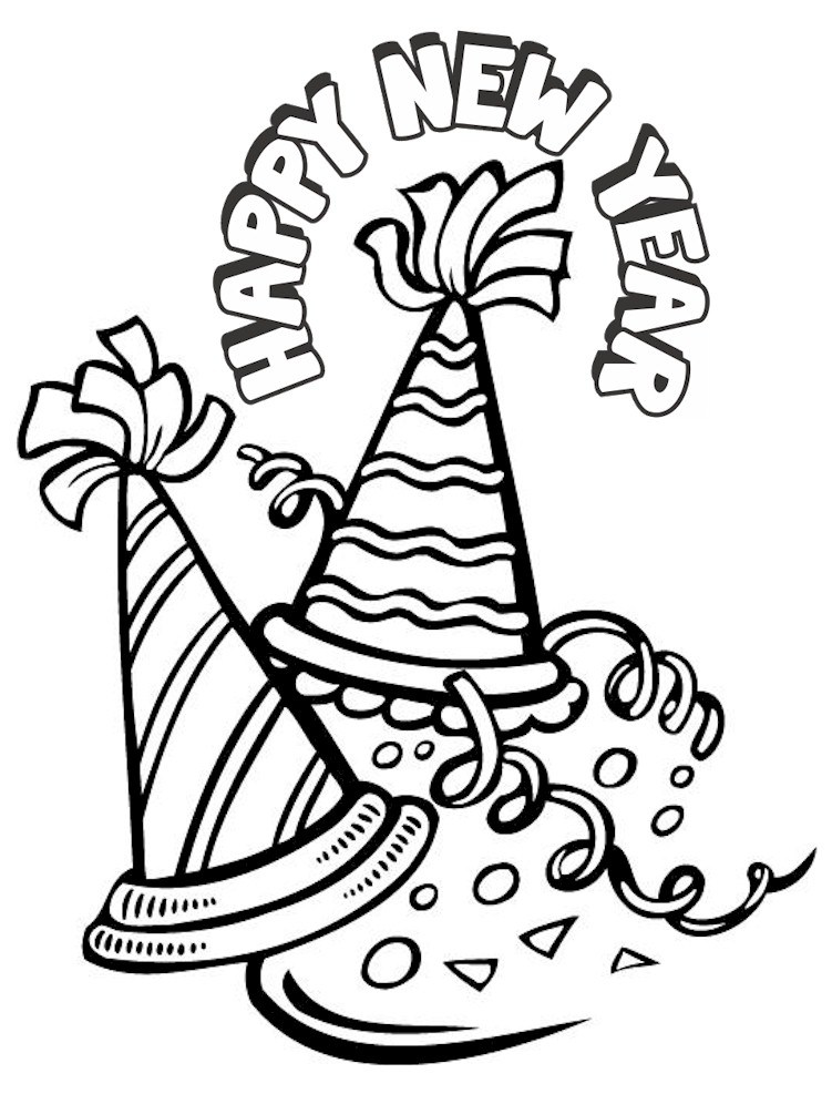 751x987 New Years Coloring Page