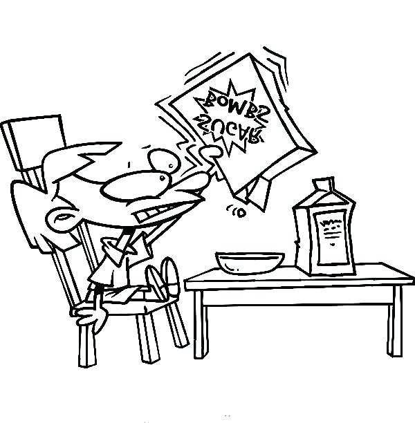 600x612 Kid Eating Cereal For Breakfast Coloring Page Coloring Sun Free