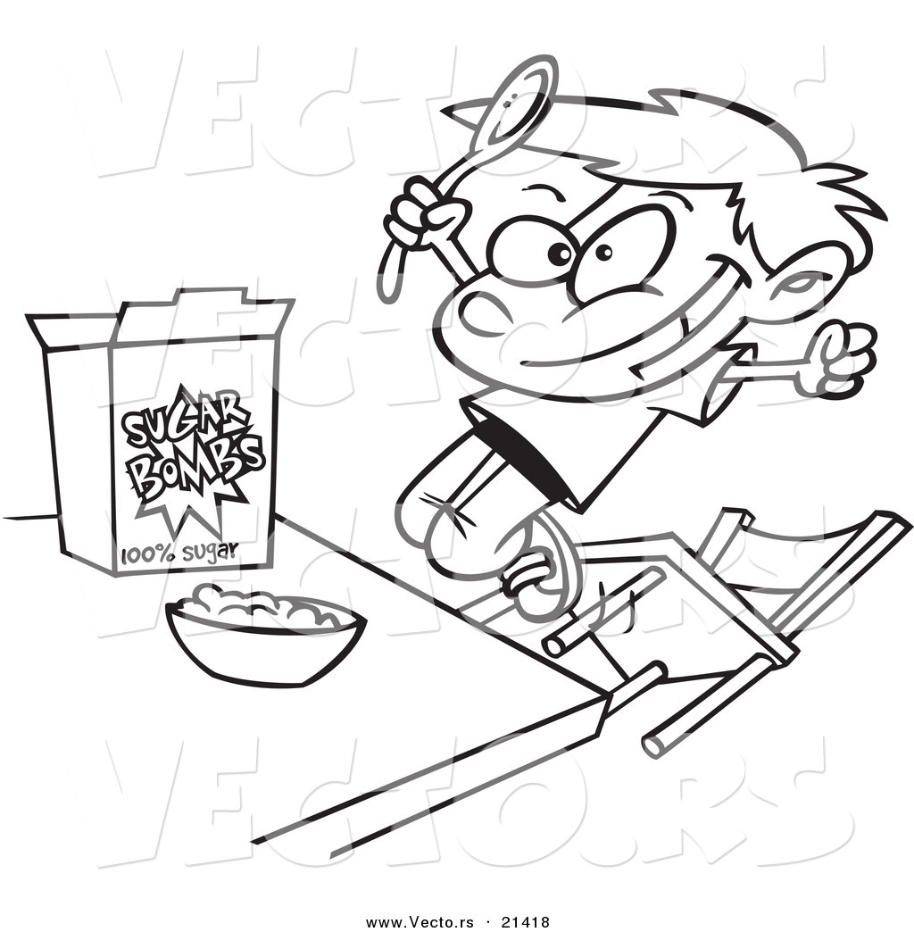 1024x1044 Vector Of A Cartoon Boy Eating Sugary Cereal