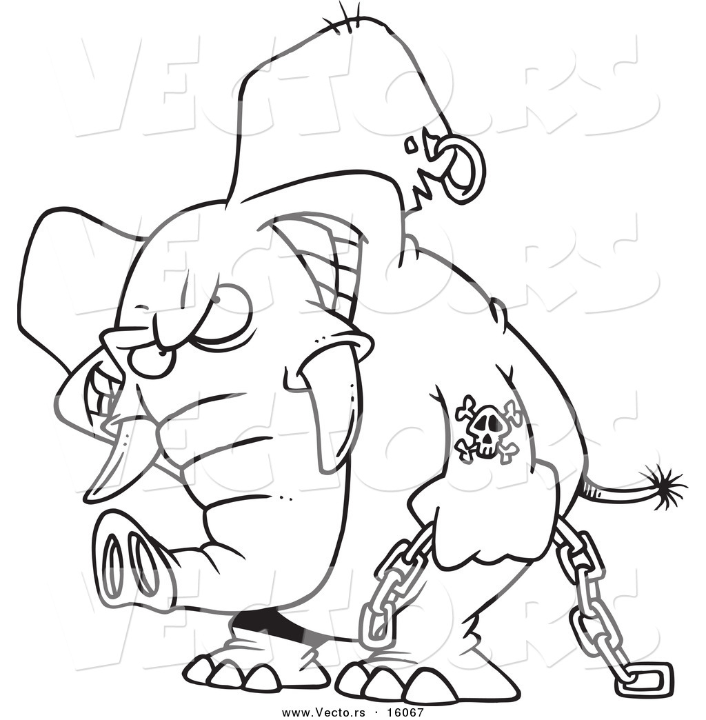 1024x1044 Vector Of A Cartoon Evil Elephant Carrying A Chain