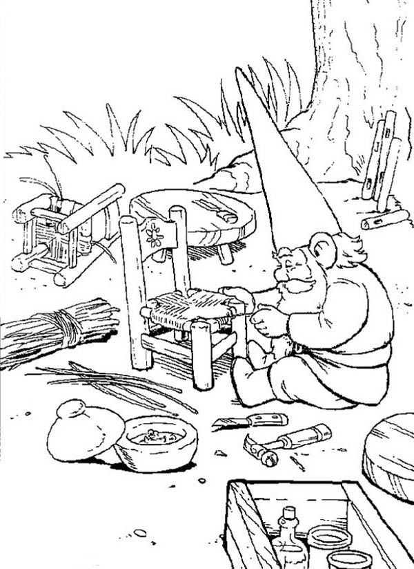 600x823 David The Gnome, David The Gnome Weaving A Rattan Chair Coloring
