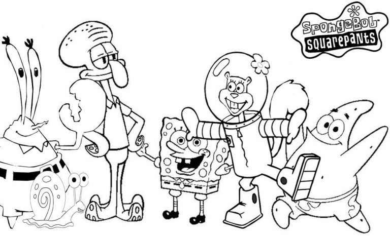 768x466 Spongebob Characters Coloring Pages