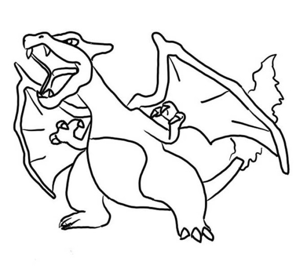600x526 Furious Charizard Coloring Page