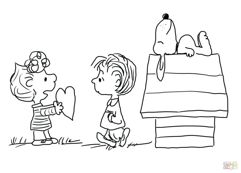 1024x735 Coloring Page Valentines Color Pages Click The Charlie Brown Day