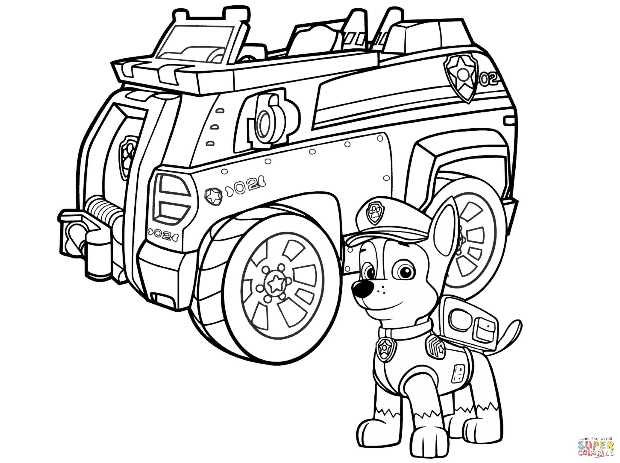 2486x1858 Paw Patrol Chase Police Car Coloring Page For Paw Patrol Coloring