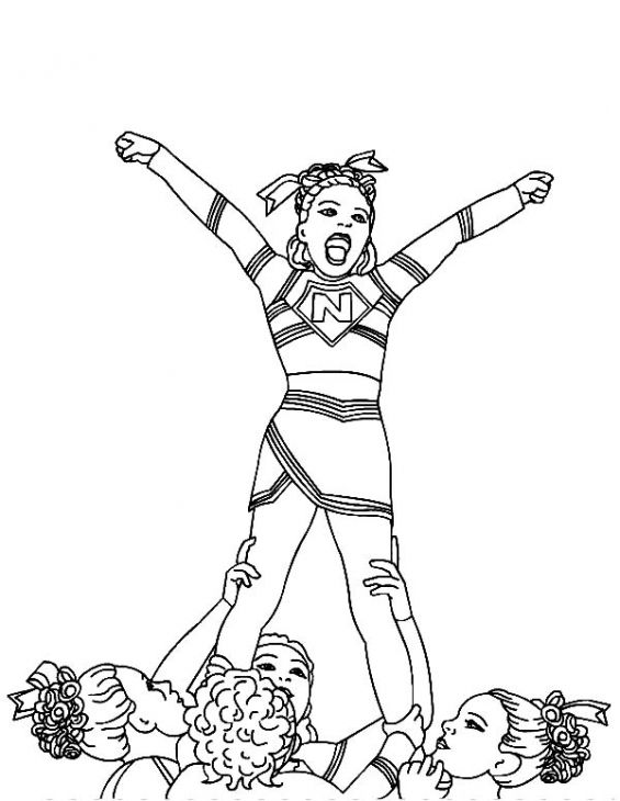 Cheerleading Coloring Stunt Pages Group Clip Clipart Cheerleader Cheer ...