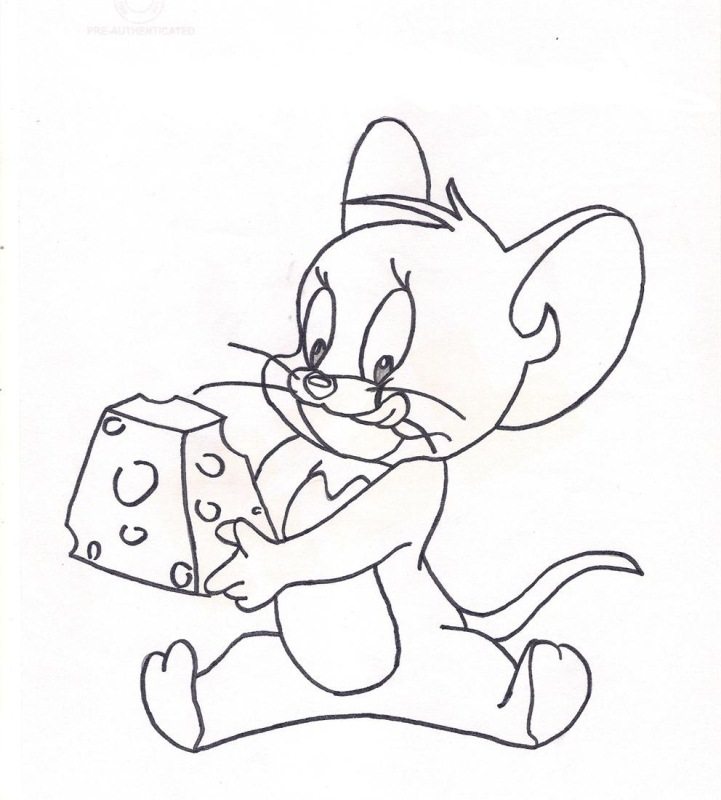 721x800 Jerry With A Piece Cheese Coloring Page Animal Pages
