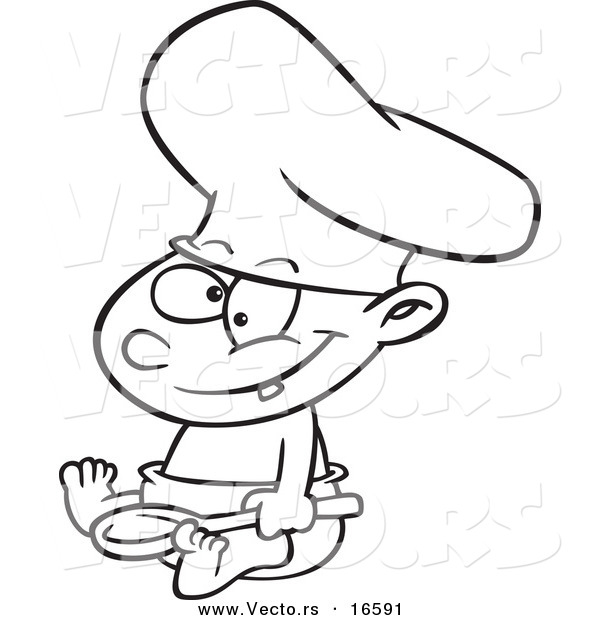 600x620 Vector Of Cartoon Baby Boy Chef Wearing Hatnd Holding