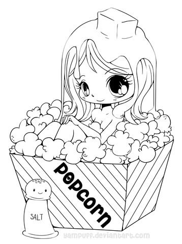 358x480 Chibi Popcorn Girl Coloring Page From Anime Girls Category Select