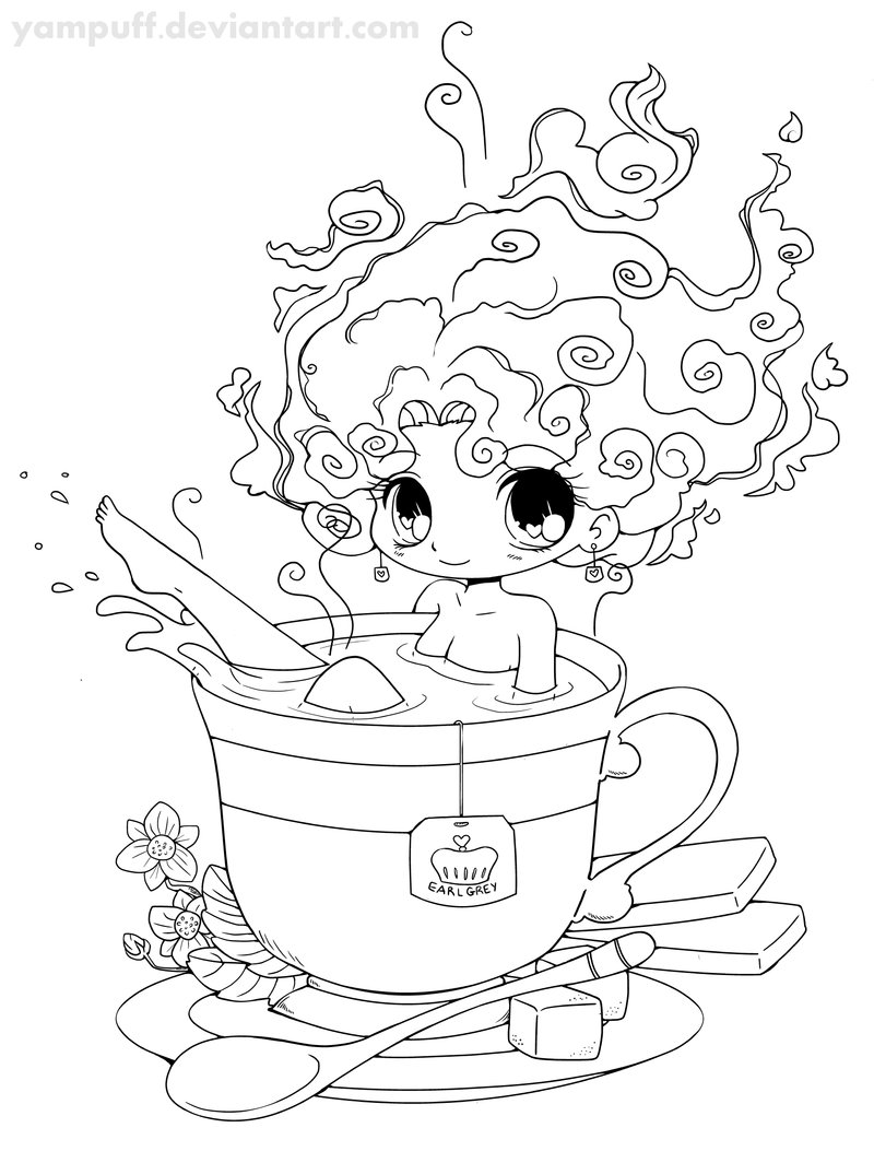 800x1053 Tea Girl Lineart