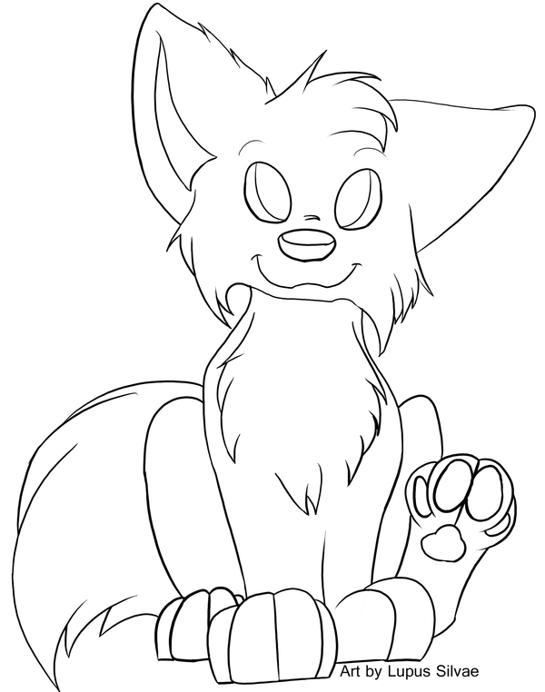 600x762 Free Chibi Wolf Lineart