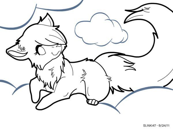 600x450 Chibi Wolf Print And Color! Coloring