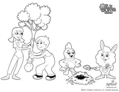 483x373 Sprouts Chica Show Coloring Page Plants A Tree