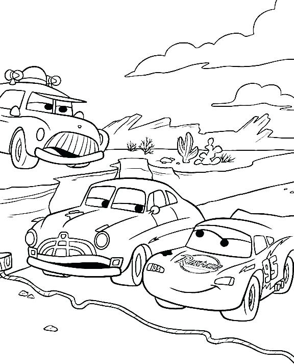 576x712 Chick Hicks Coloring Page Track Race Cartoon Car Coloring Page