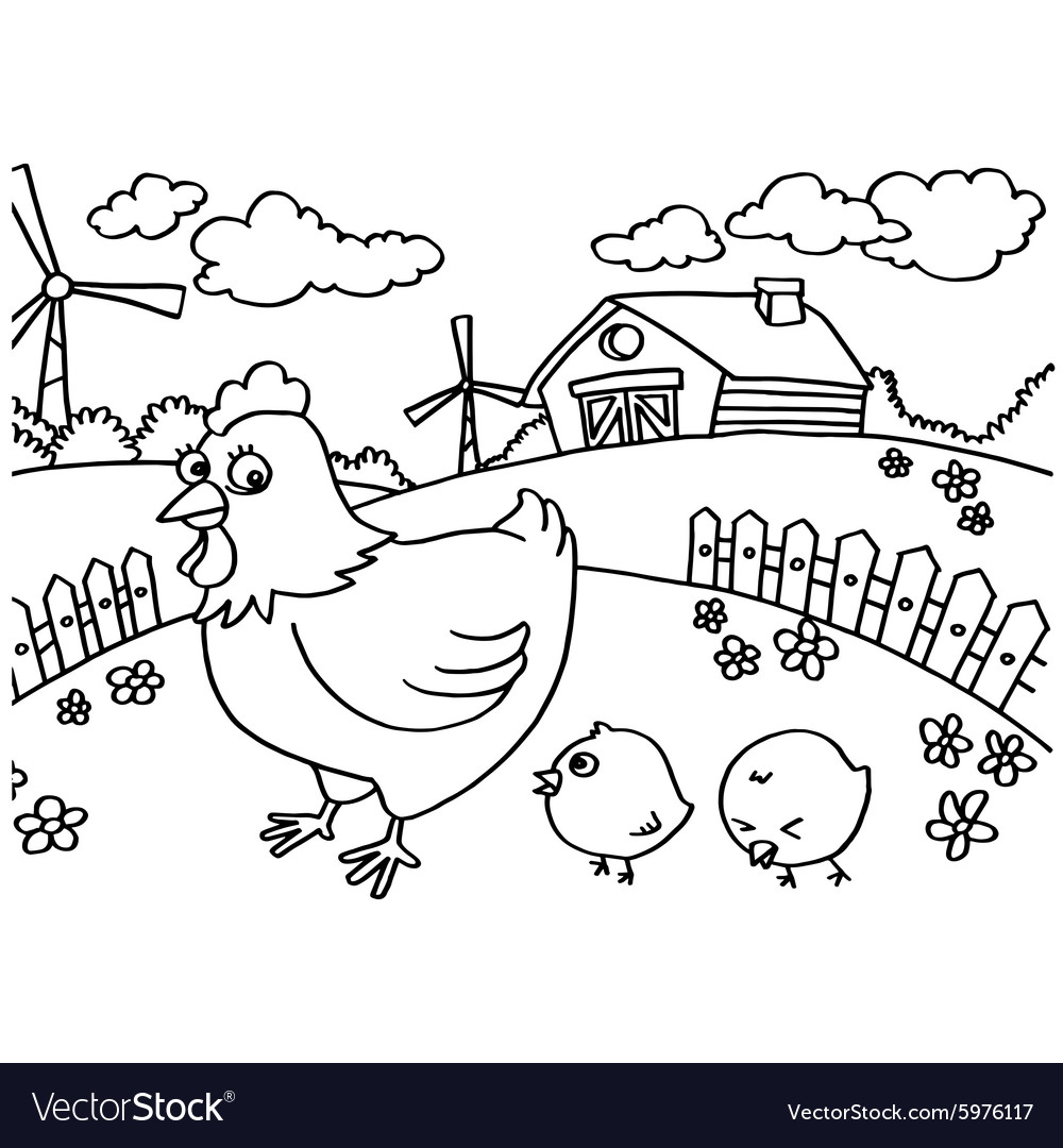 1000x1080 Chicken Coloring Pages Royalty Free Vector Image Chicken Coloring